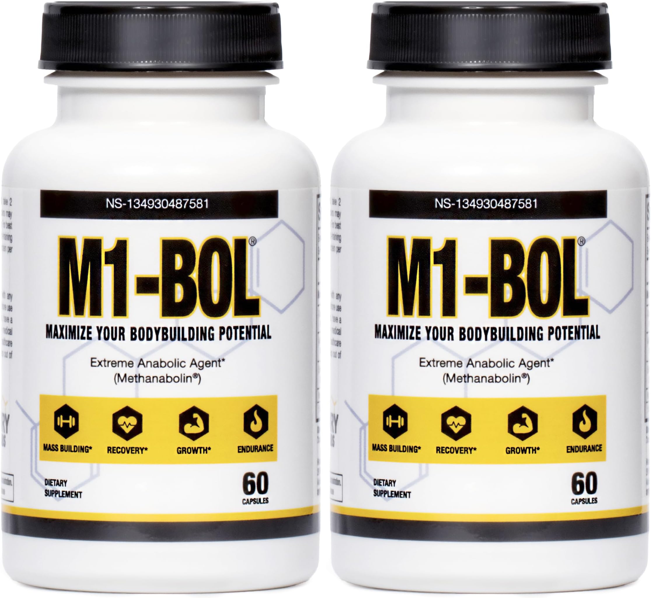 M1-BOL Extreme Anabolic Supplement โ Dietary Supplement w/Turkesterone to Support Muscle Growth, Strength, Recovery โ Vegan, 60 Capsules (2-Pack)