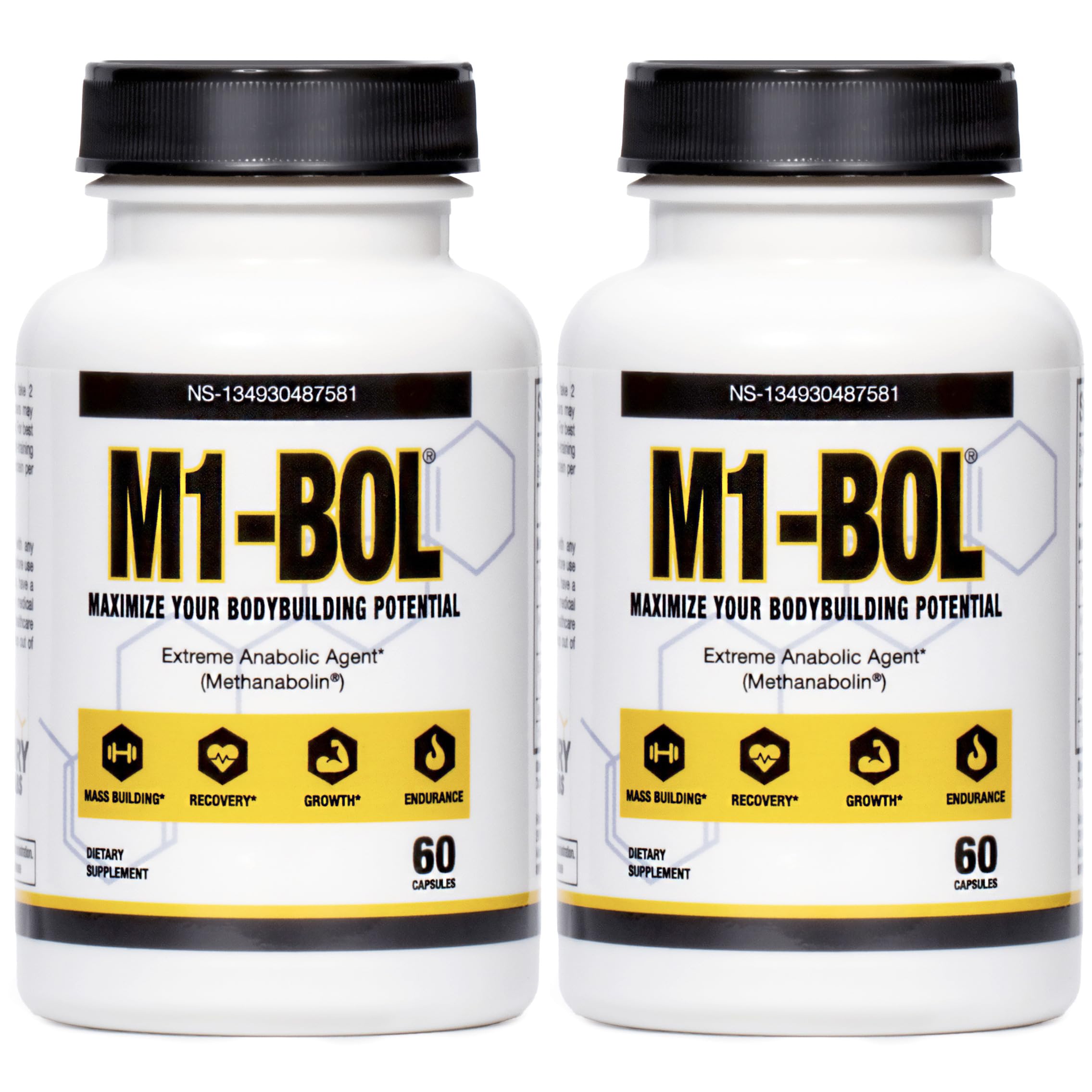 M1-BOL Extreme Anabolic Supplement – Dietary Supplement w/Turkesterone to Support Muscle Growth, Strength, Recovery – Vegan, 60 Capsules (2-Pack)