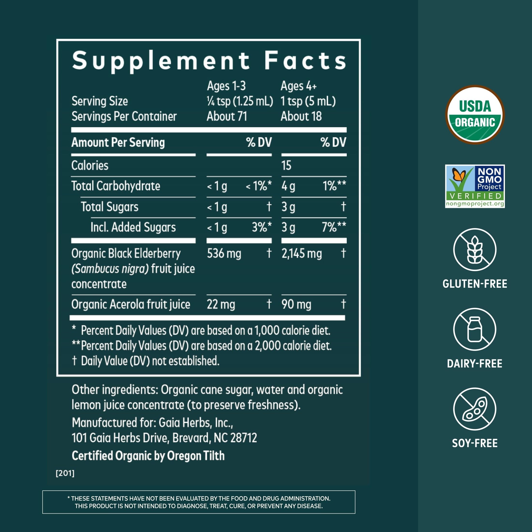Gaia Herbs Black Elderberry Syrup, 3 Fl Oz, About 18 to 71 Servings — Amazon image 2