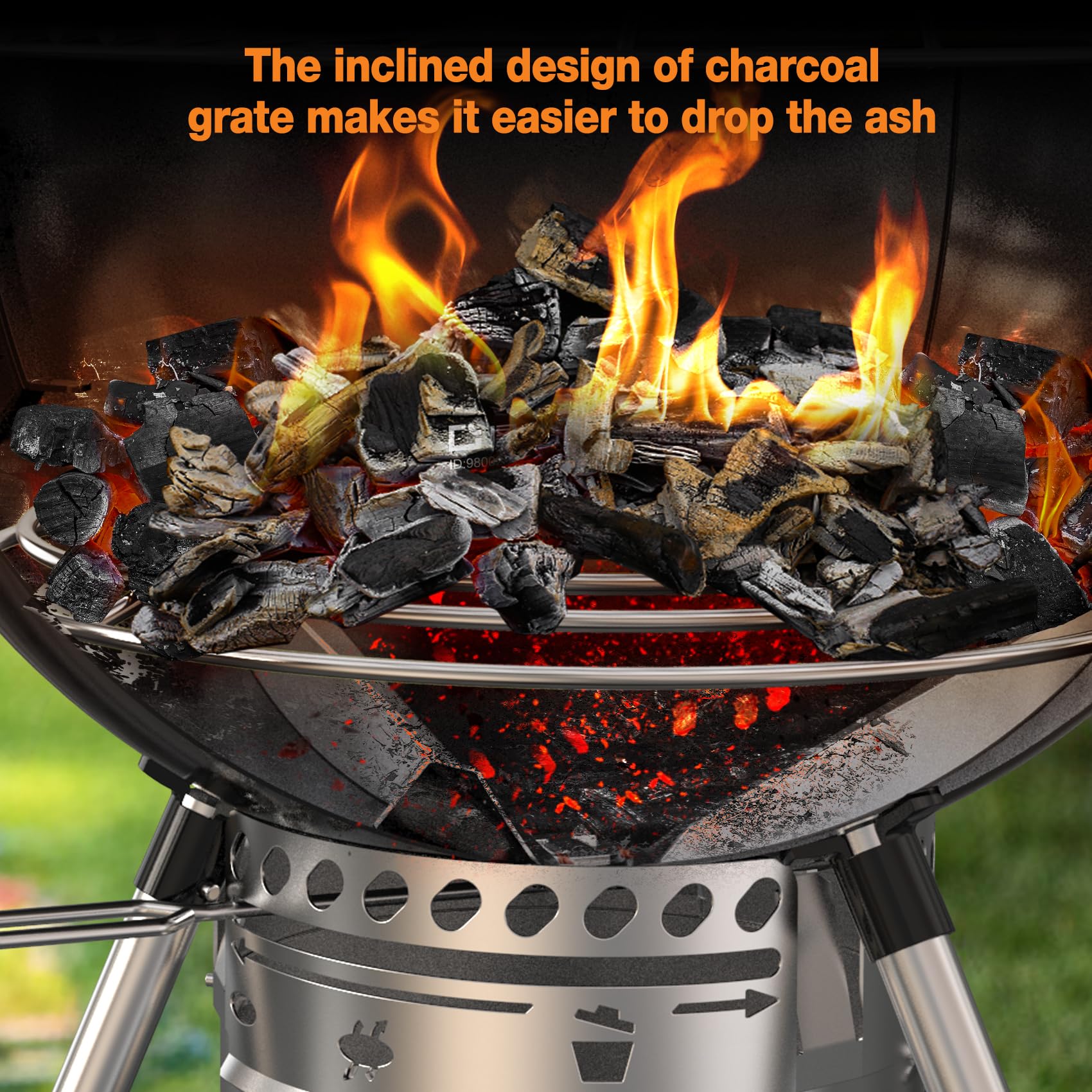 Onlyfire Soportes para Briquetas de Carbón, Rejilla de Mejora para Weber 57 CM Kettle Grills, Encendido