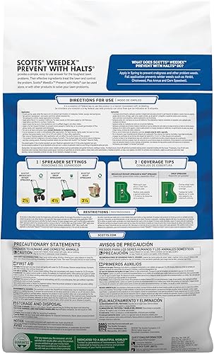 Miniatura 9 de Scotts WeedEx Prevent con HALTS, preventor de garranchuelo, asesino de malezas herbáceas pre-emergente, 5,000 pies cuadrados, 10.06 lbs.