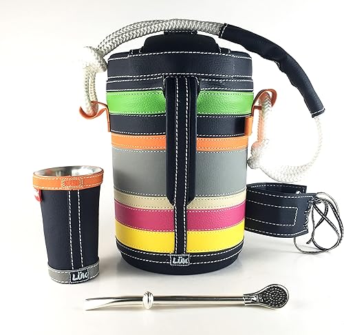 Miniatura 3 de Kit Tereré Yerba Mate Luk Termos  Set Tereré Yerba Mate Termo+Guampa+Bombilla  Artesanía Paraguaya Tiras coloridas