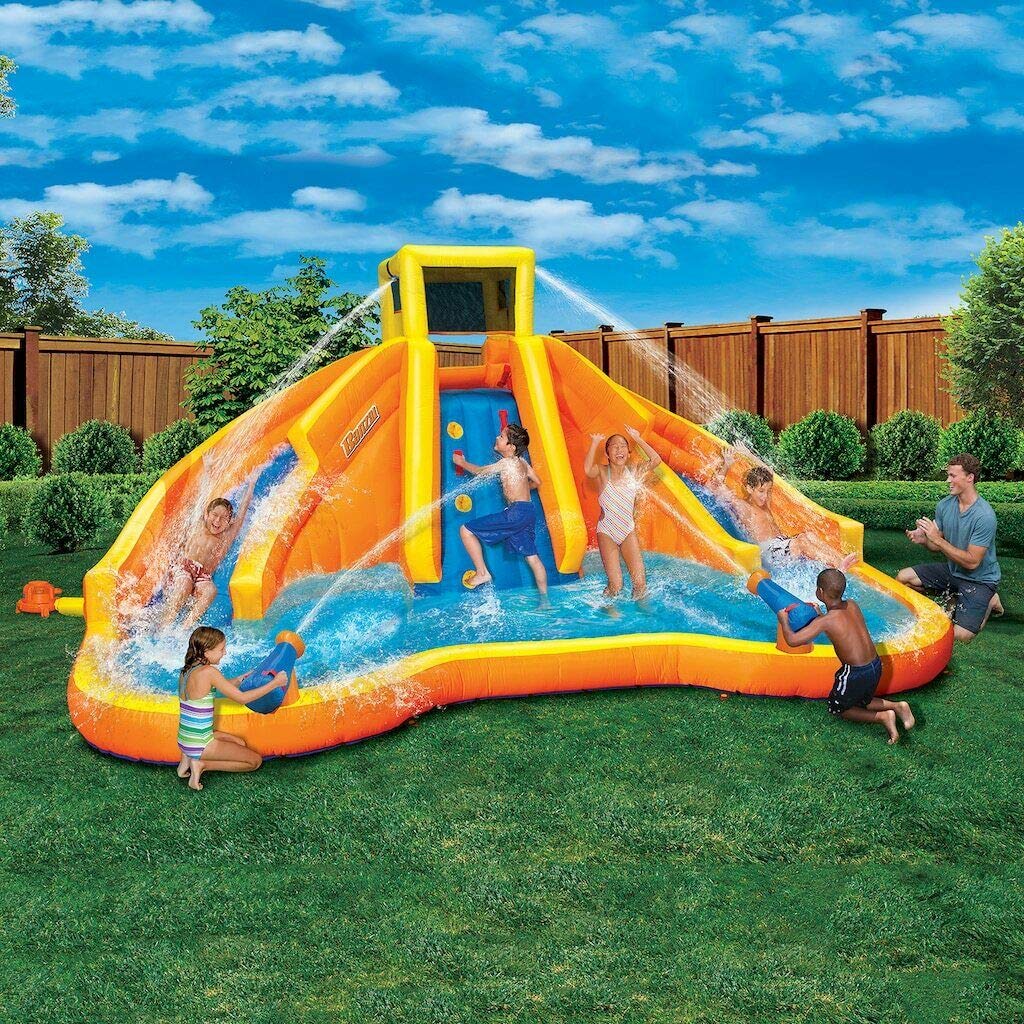 banzai inflatable twin falls lagoon racing water pool