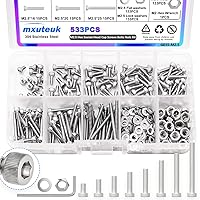 Vista 28 de mxuteuk Surtido de tornillos M2, tornillos de cabeza hexagonal M2 x 4/6/8/10/12/16/0.787 in, 520 piezas de acero de aleación de grado 12.9 tornillos