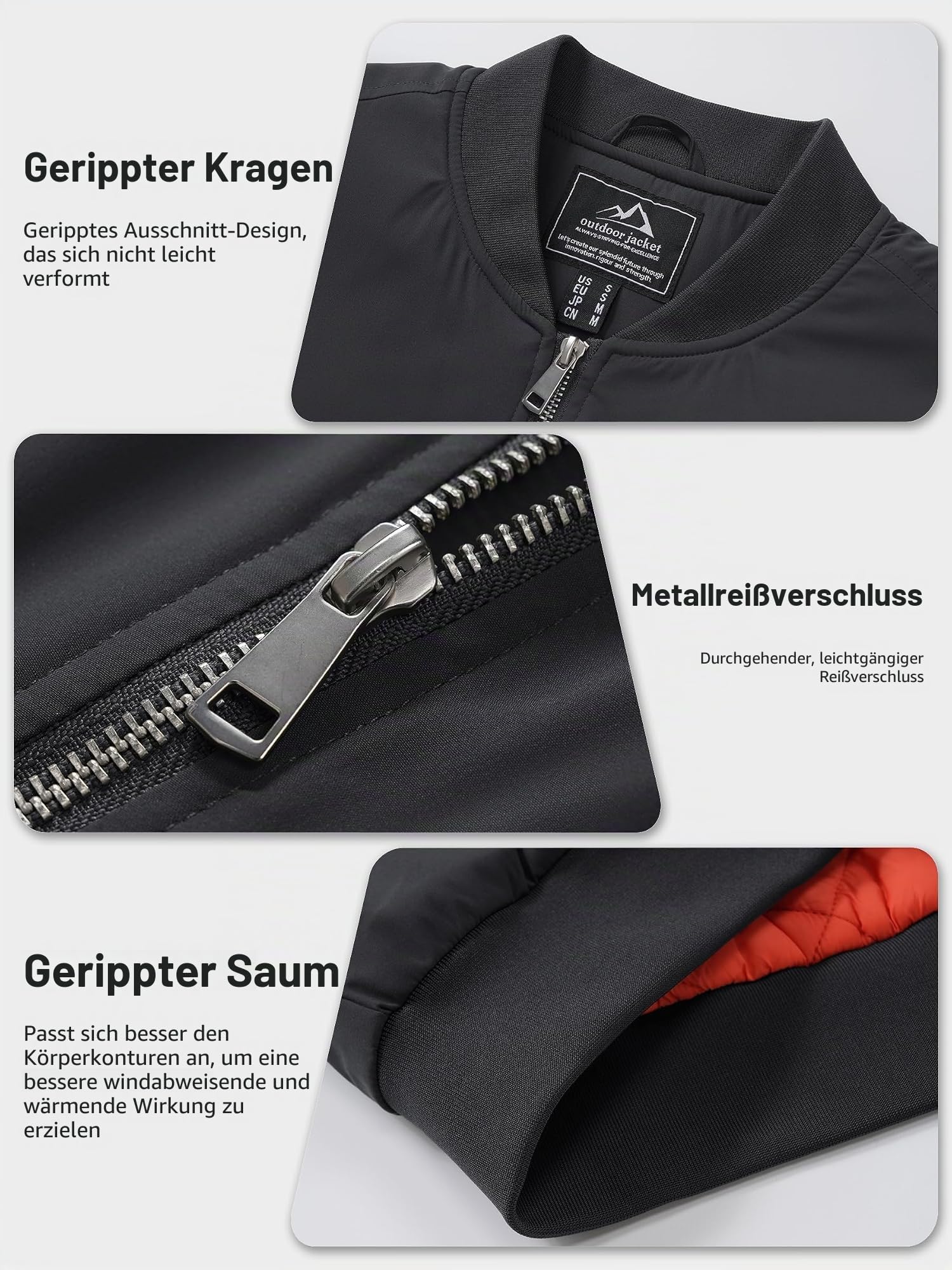TACVASEN Bomberjacke Herren Winterjacke Übergangsjacke Warme Fliegerjacke | Arbeitsjacke, Herbst Blouson, Wasserabweisend, Warm Lässige Pilotenjacke, Frühling Casual Windbreaker mit Reißverschluss