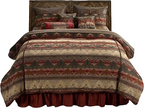 Miniatura 4 de Paseo Road by HiEnd Accents Sierra Western Bedding Juego de edredón de 7 piezas, ropa de cama Queen de gamuza sintética, ropa de cama jacquard