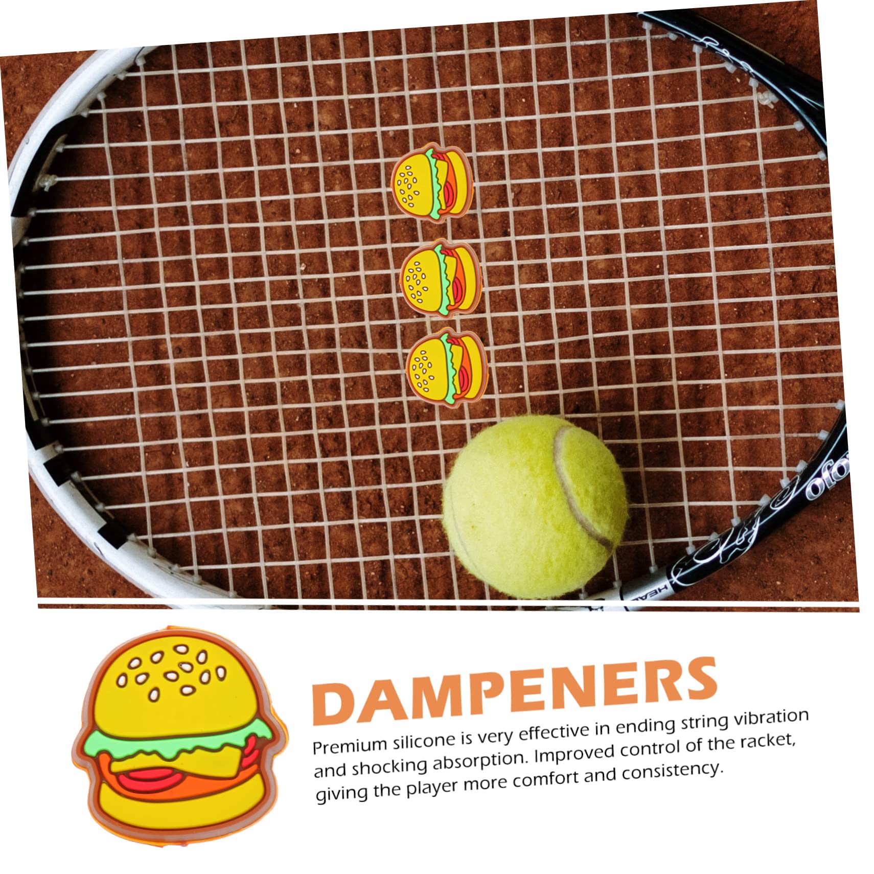 Sosoport 12 STK Stoßdämpfer für Tennisschläger Racket Dämpfer Tennis-Absorber-Dämpfer Vibrationsdämpfer für Tennis Tennisgeschenke für Männer Tennis Stoßdämpfer Pizza Lebensmittel Werkzeug