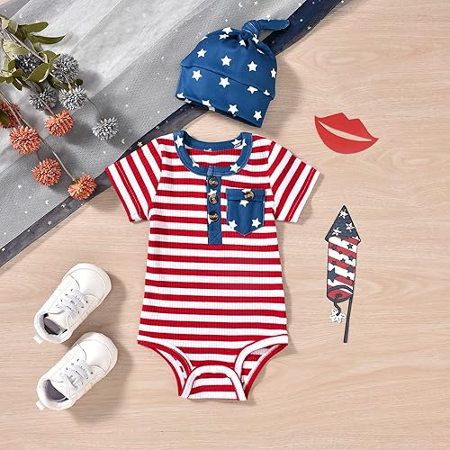 Miniatura 5 de Aalizzwell Traje de verano a rayas para bebés recién nacidos