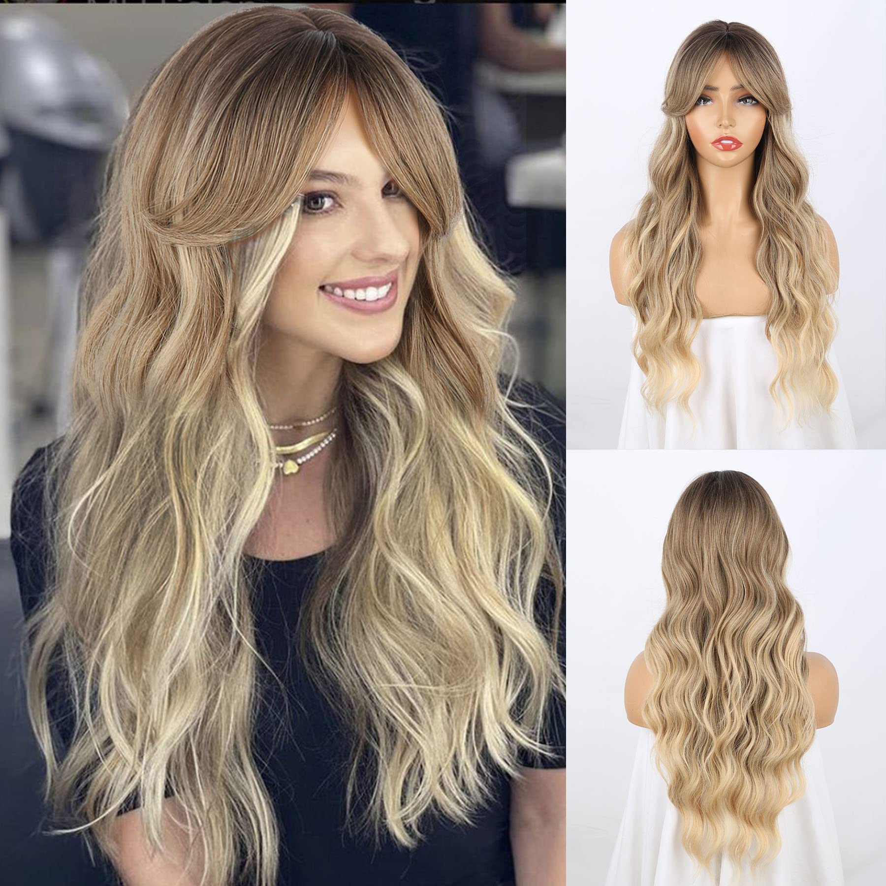 Blonde 613 Beach Waves Bangs Wig California Beach Waves Wig by TressAllure | Lace Front  main image 2