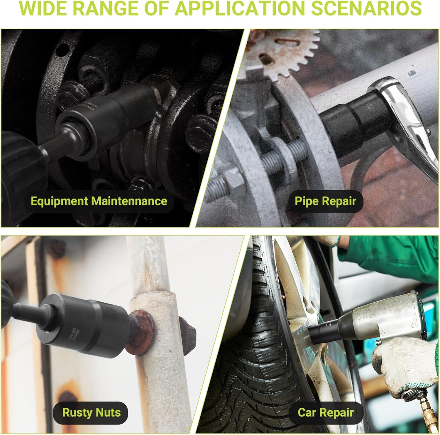 Lug Nut Extractor Twist Socket Set, 13 Pieces Wheel Lock Removal Kit, for Removing Damaged, Frozen, Rusted, Nuts & Screws, Cr-Mo Steel