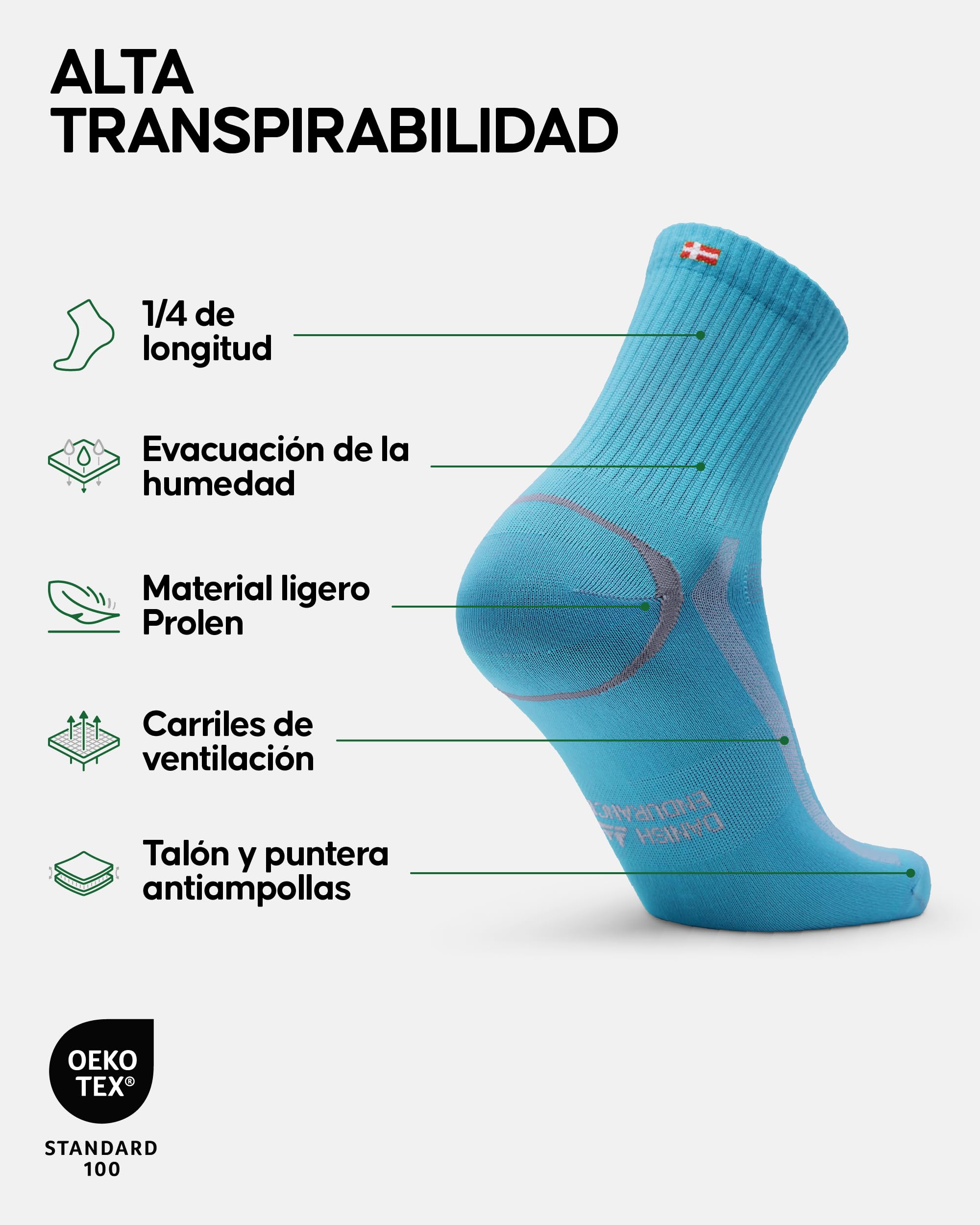 DANISH ENDURANCE Calcetines Casuales Deportivos, 3 y 5 Pack MC (2xNegro/Gris, 2xBlanco, 1xCaribbean) 35-38