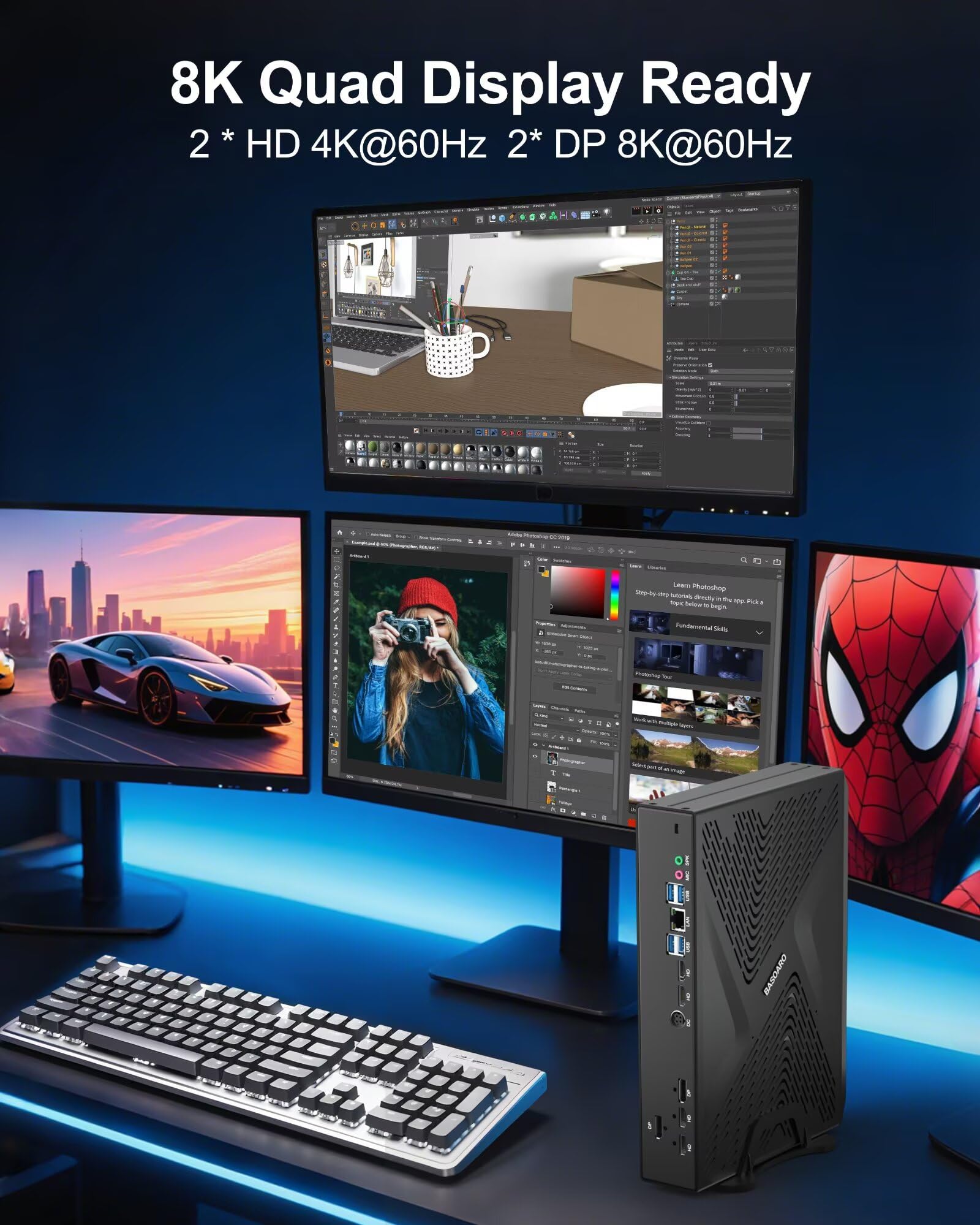 Amazon.co.jp: BASOARO ミニゲーミングPC、ミニデスクトップ