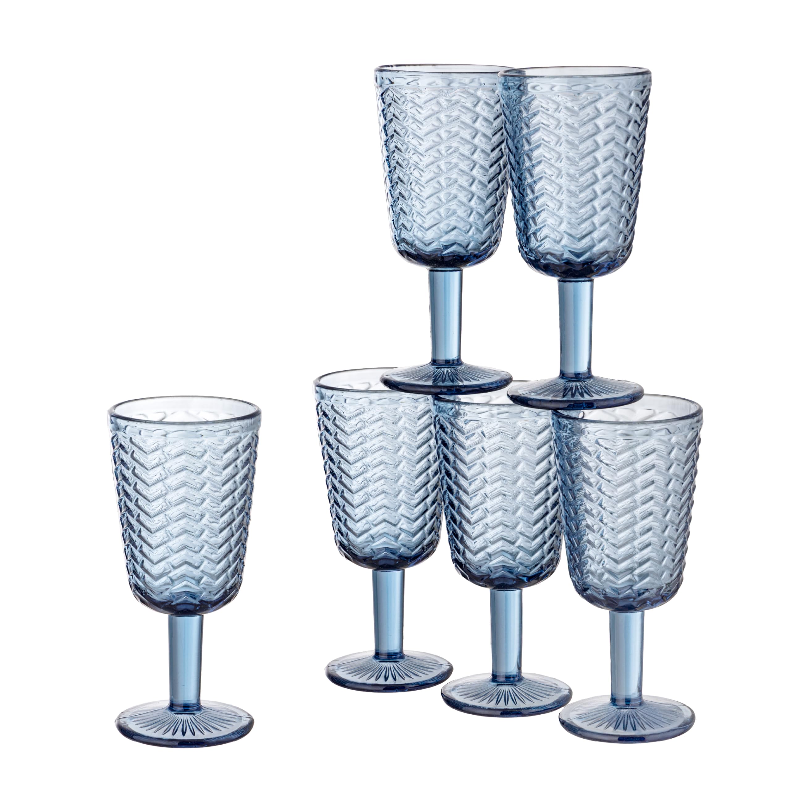 Verres Wave bleus Baroni Home lot de 6 pièces relief 27 cl pour la table au quotidien
