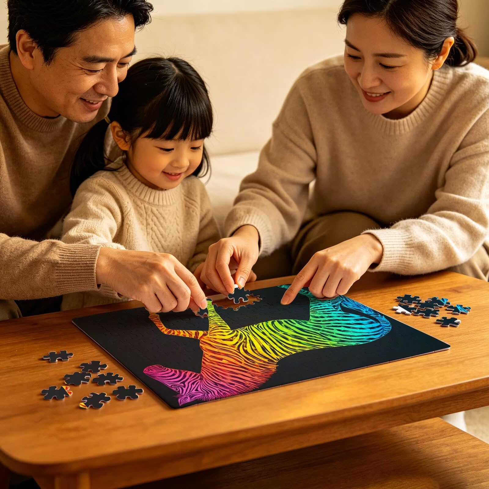 Puzzle 1000 elementów, puzzle 1000 elementów dla dorosłych, trudne puzzle, aktywność antystresowa i relaks, druk w wysokiej rozdzielczości, drewniane puzzle w kolorze zebry z wykwintnym pudełkiem do