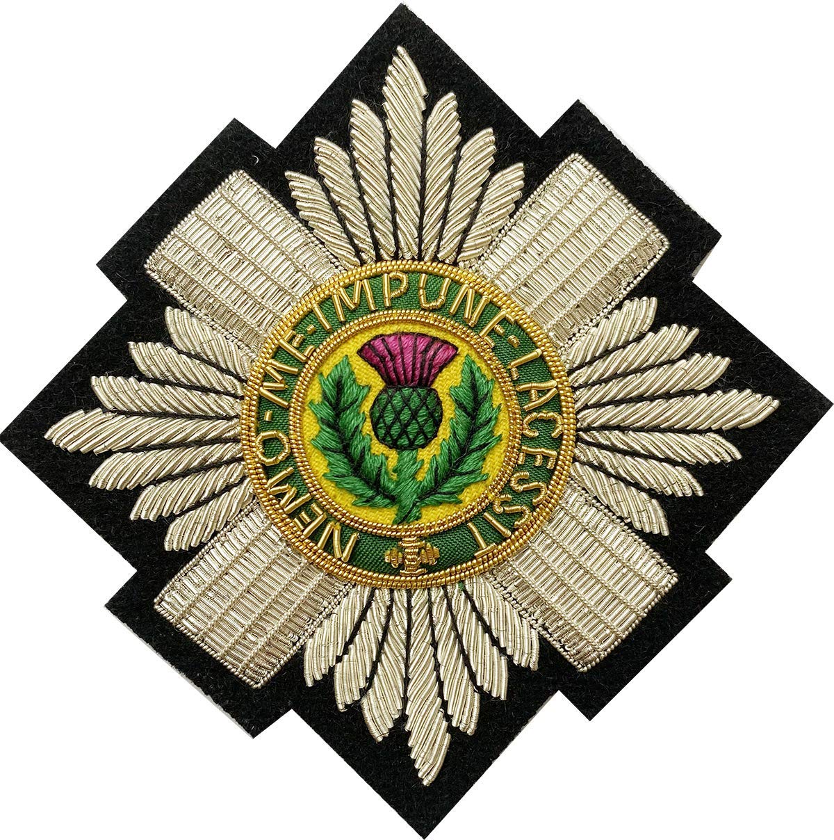 Family Crests Men's Black Scots Guards, British Army Embroidered Blazer Badge