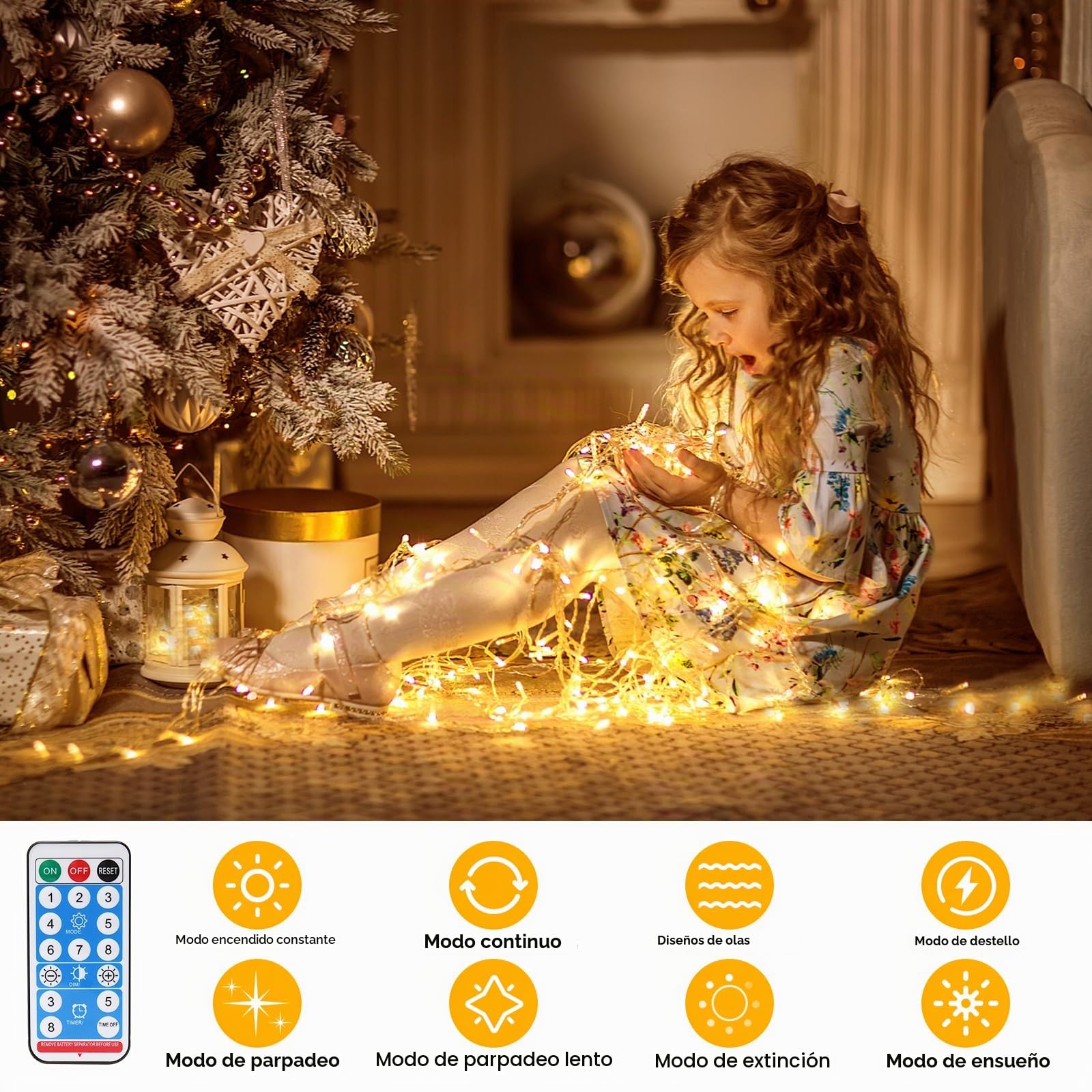 Solares Guirnaldas Luces Carámbano Exteriores, 8 M 288 LEDs Luces Navidad con 8 Modos, Impermeable Guirnaldas de luce Cortina para Courtyard Navidad, Fiesta, Jardín