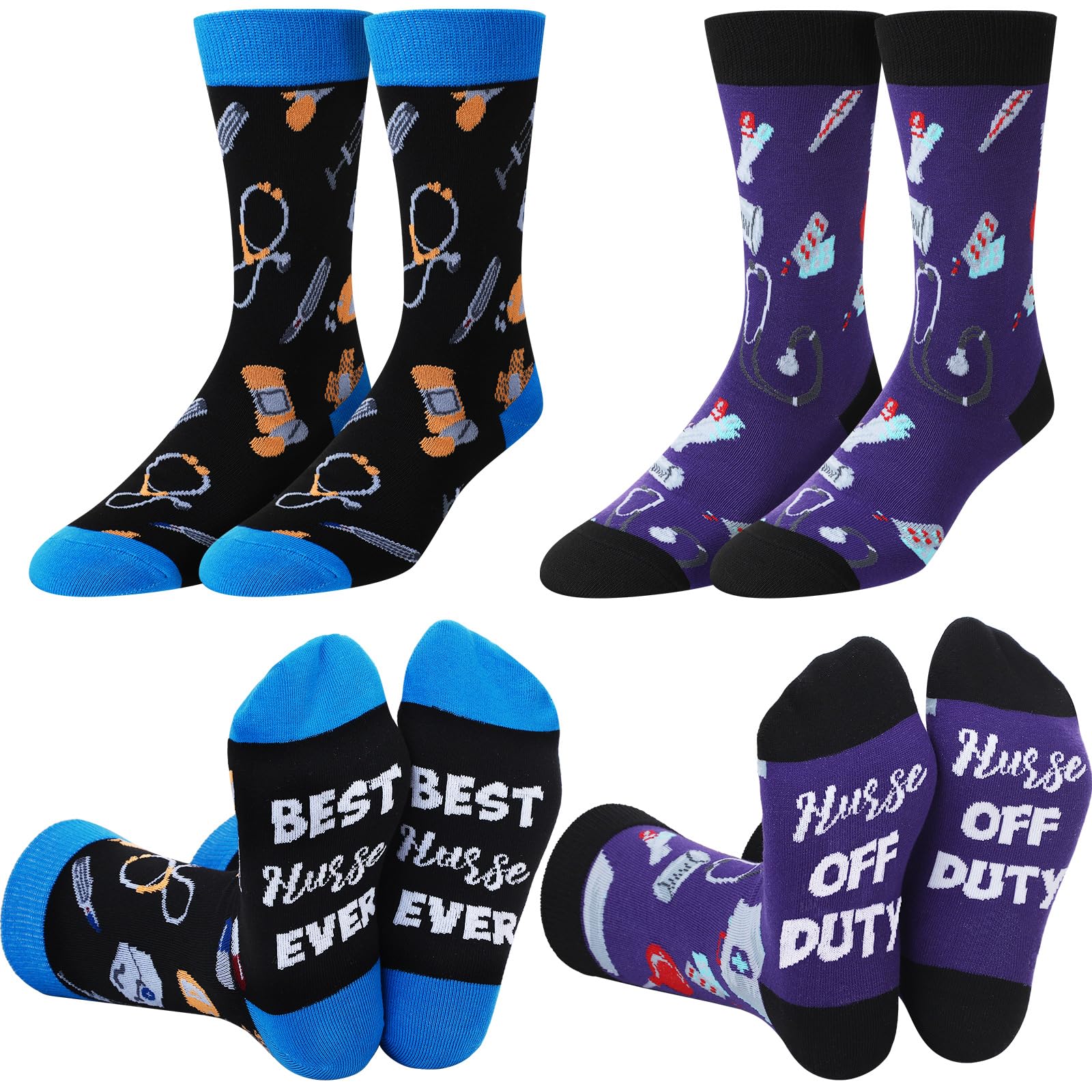 Shihanee 2 Pairs Nurse Socks for Men Nurse Appreciation Gifts Novelty Male Nursing Socks for Rn Cna Lpn Medical Assistant Nursing