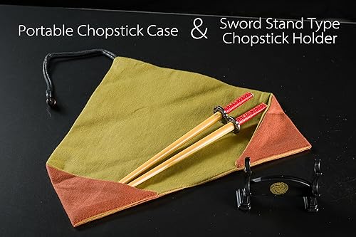 Miniatura 6 de Palillos japoneses katana samurái. con soporte para palillos tipo espada y estuche portátil para palillos (Uesugi Kenshin)