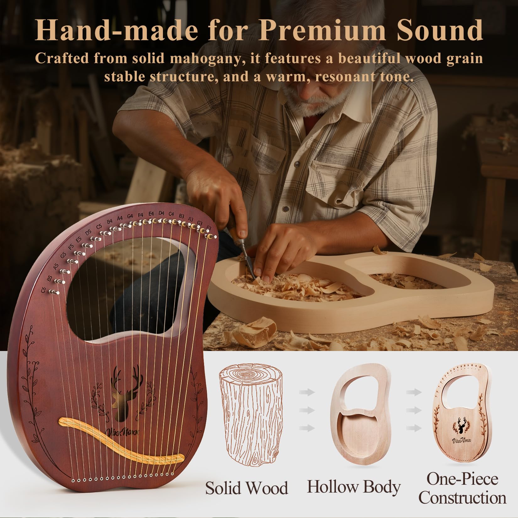 Amazon.com: VixxNoxx Lyre Harp, 19-String Mahogany Lyra Harp Kit