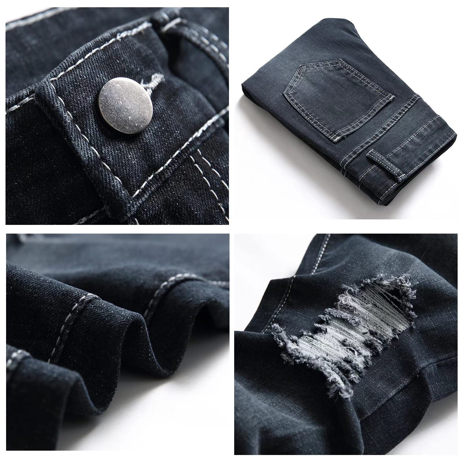 SEAUR - Ragazzo Jeans Bambini Denim Pantaloni Ragazzo Skinny Stretch Jeans Casual Slim Fit Pantaloni Età 6-14 Anni