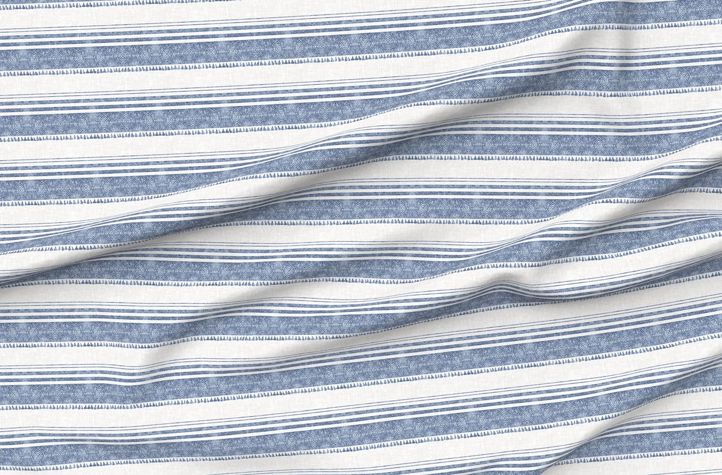 SpoonflowerFabric - French Stripe Modern Blue White Boho Printed on Petal Signature Cotton Fabric by The Yard - Sewing Quilting Apparel Crafts Decor