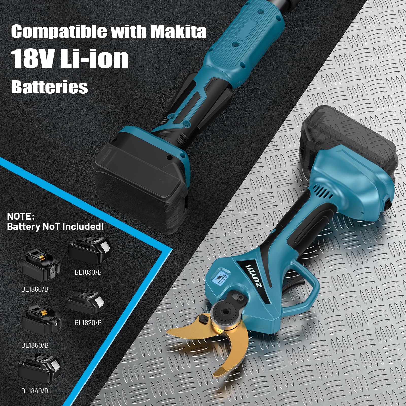 Potatore a batteria 2 in 1 per Makita 18 V (non inclusa), diametro di taglio 6 cm, potatore elettrico da 3,5 m con asta di prolunga