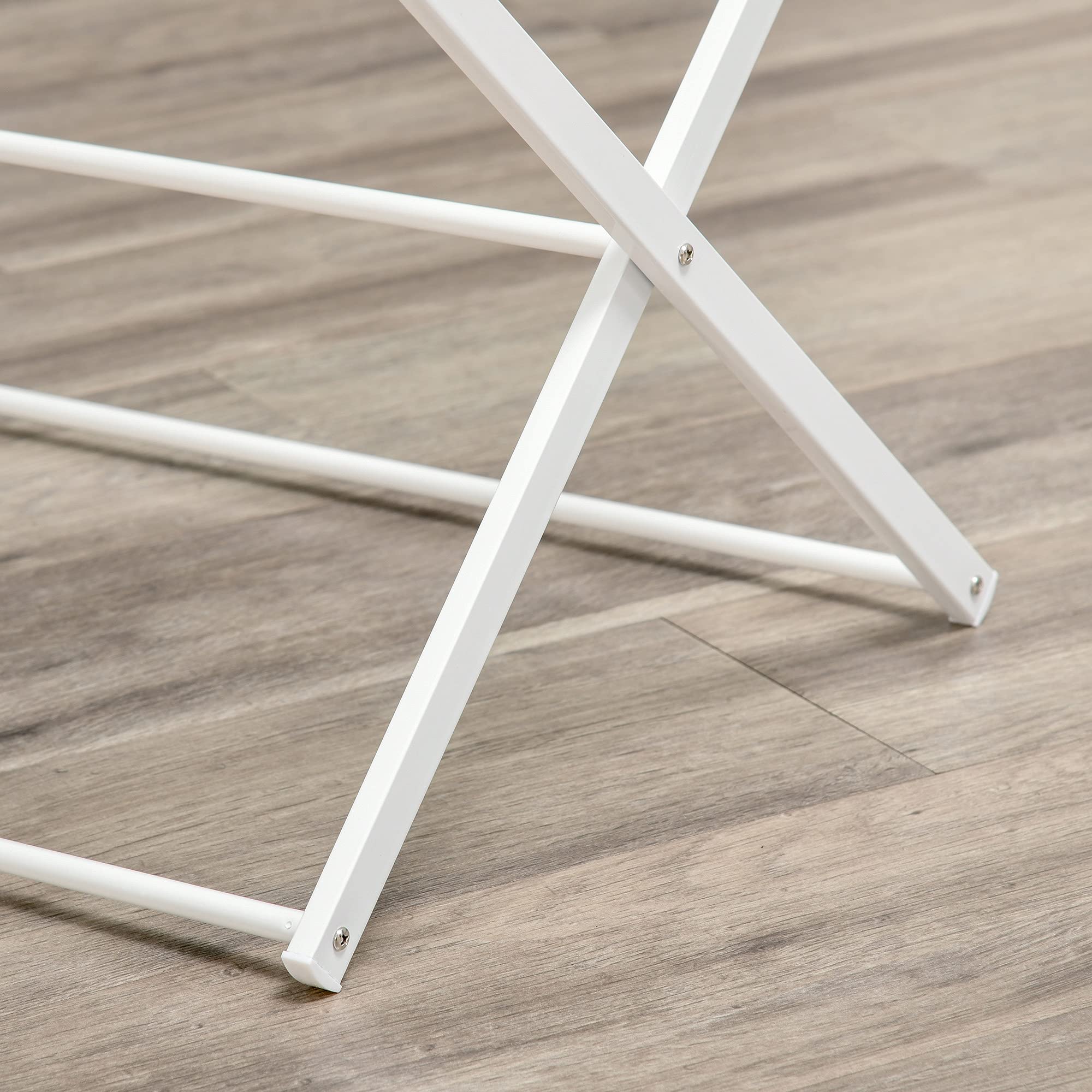 HOMCOM Stendibiancheria pieghevole a torre 74x35x144cm Bianco | Stendibiancheria a torre 8 livelli, metallo e plastica, supporto per asciugatura