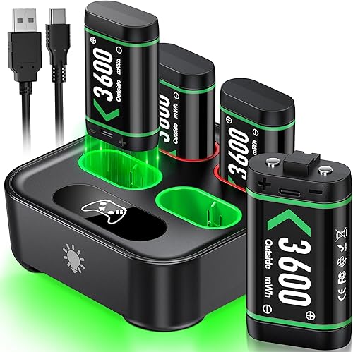 Cargador para batería recargable Xbox One, estación de carga para controlador Xbox One, accesorios para Xbox One con 4 baterías de 1500 mAh Xbox