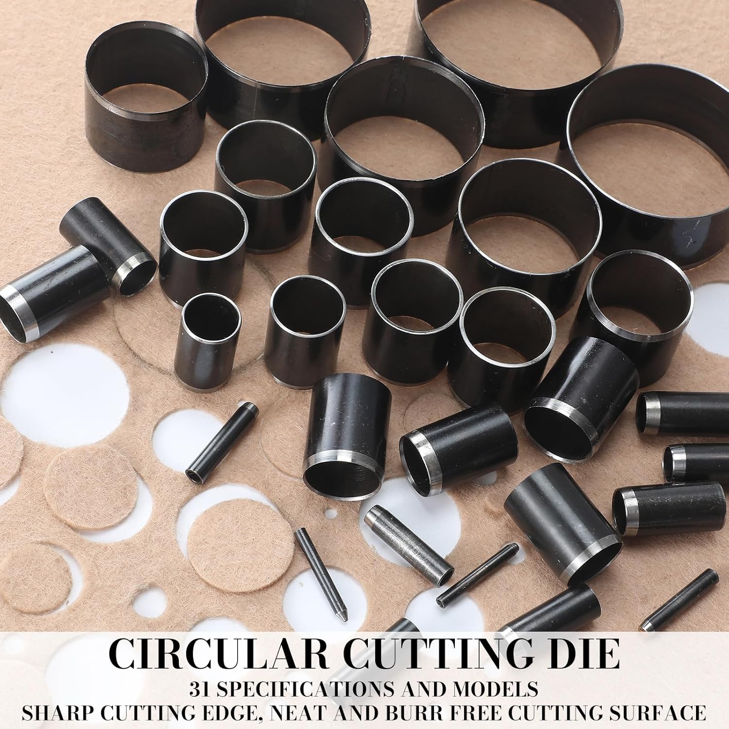 Leather Circle Cutter Tool Set 31 Pcs Circle Punch Tools 1-25mm 30 35 40 45 50 55mm Round Leather Cutting Dies for DIY Craft