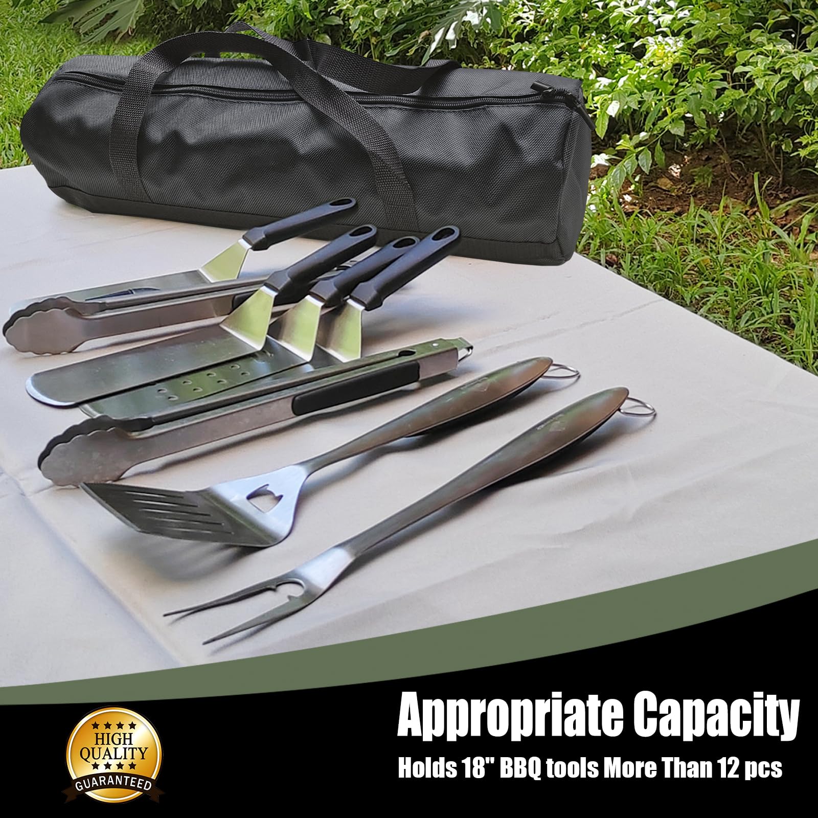Bolsa de almacenamiento de accesorios para barbacoa, bolsa de herramientas para almacenamiento de herramientas de barbacoa, almacenamiento de accesorios para parrilla, bolsa de transporte 2