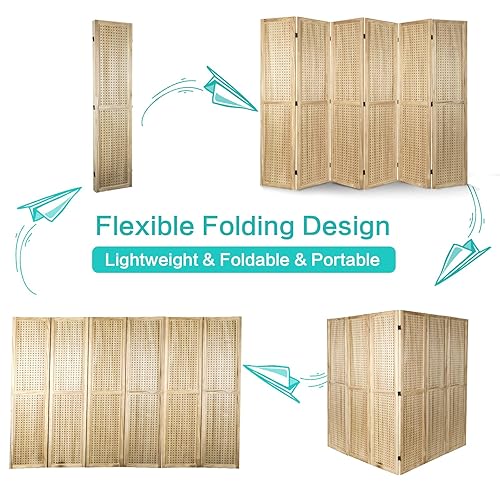 Vista 48 de Babion Pantalla de tablero de clavijas de 4 paneles, divisor de habitación, pantallas de privacidad plegables independientes, soporte de exhibición