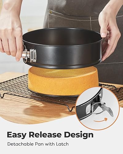 Miniatura 2 de Kootek Juego de 3 moldes para tartas antiadherentes con parte inferior extraíble, 4, 7, 9 pulgadas, moldes redondos para hornear pasteles de queso