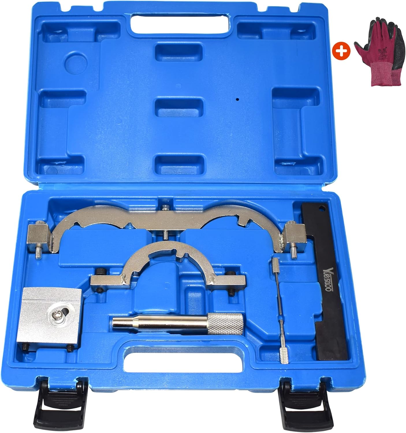 New Product Yuesstloo Turbo Engine Timing Tool Kit for Vauxhall Opel Chevy Chevrolet Aveo Cruze 1.0 1.2 1.4, Camshaft Holding Locking Tool Set with Case & Gloves