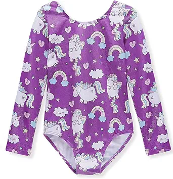 HOZIY Gymnastics Leotards for Girls Unicorn Pink Purple Sparkly Dancewear Activewear Quick Dry
