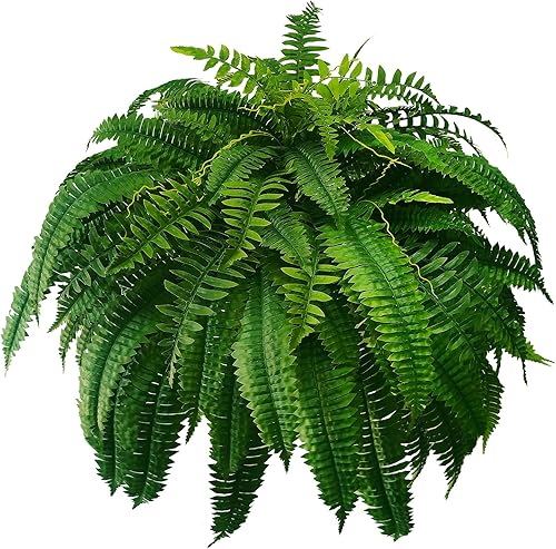 Miniatura 1 de WAYNHUI Plantas artificiales de helecho Boston de 48 pulgadas de longitud, 88 ramas individuales, sedosas, plantas artificiales, adecuadas para