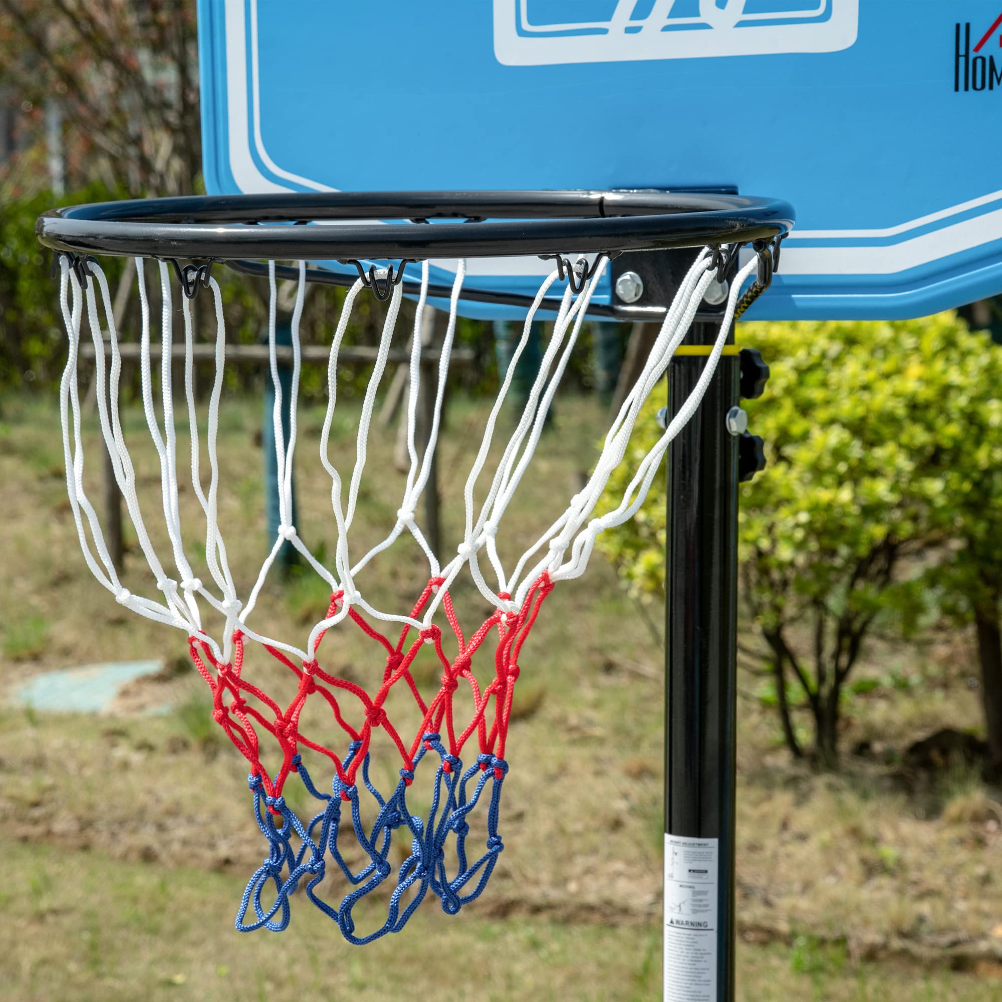 HOMCOM Canestro da Basket Altezza Regolabile 197.5-254 cm, Canestro Trasportabile con Ruote e Supporto, Blu