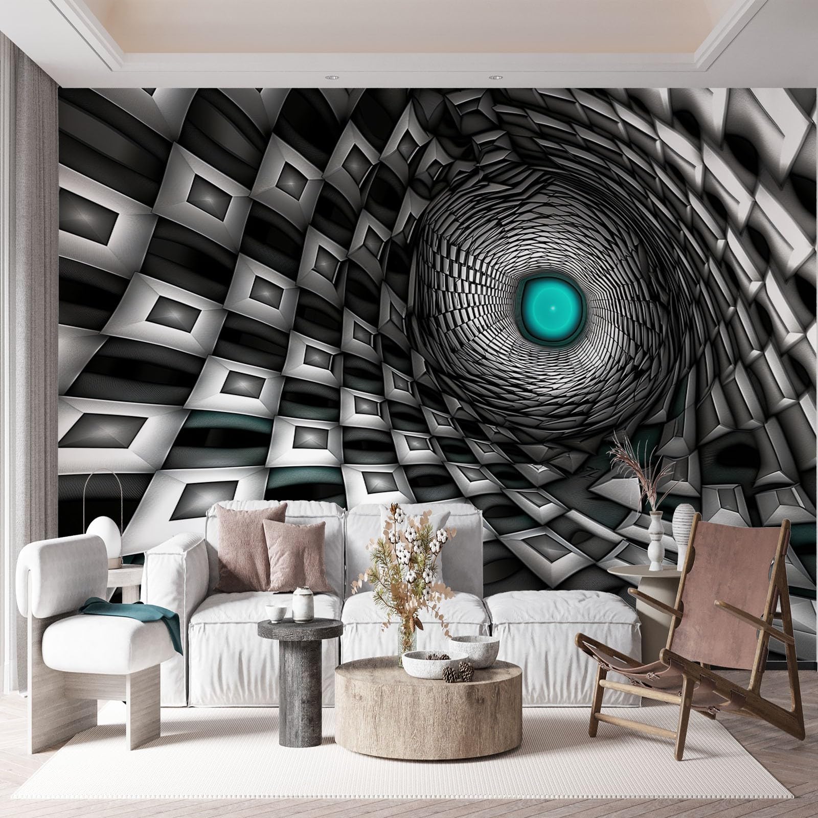 Carta da parati tridimensionale, motivo a righe con illusione a spirale, carta da parati decorativa, per soggiorno e camera da letto (tessuto non tessuto di alta qualità, 220 g/m², 250 x 175 cm
