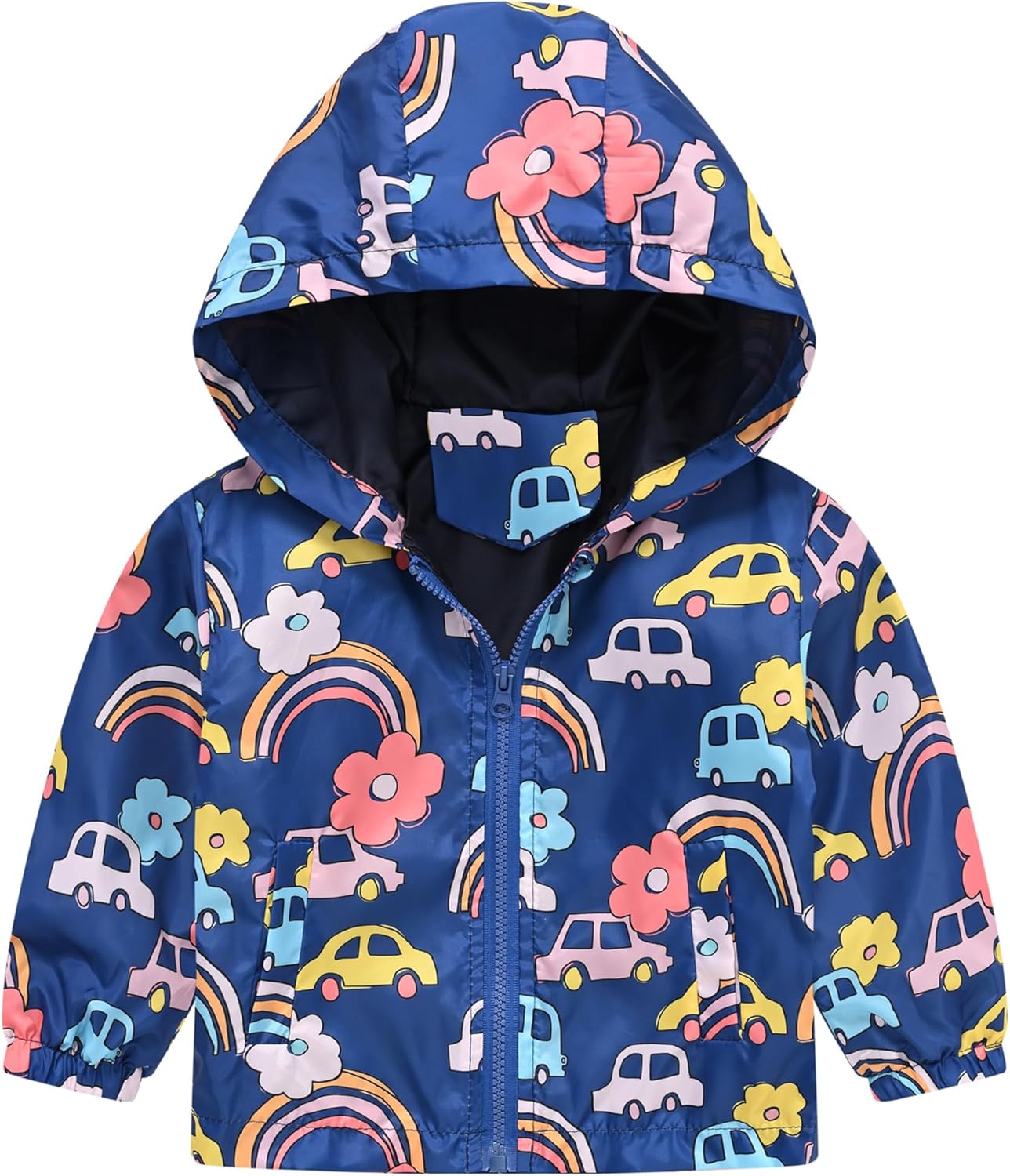 Happy Cherry Toddler Baby Casual Cartoon Prints Windbreaker Hoodie Coat Lightweight Casual Jacket 1-5T