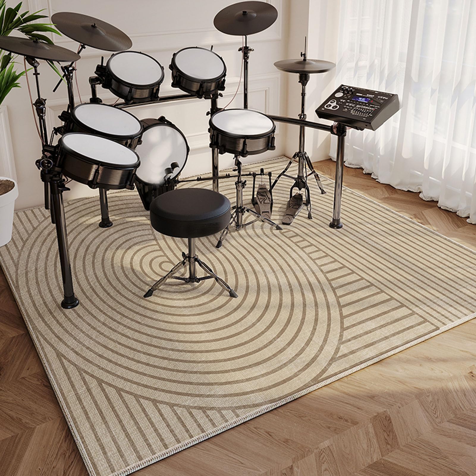 Drum Teppich Drumset Zubehör Schallschutz Teppich Trommel Teppiche für Drum Kits Bass Drum Snare Drum und andere Instrumente Teppich 180 x 140 cm Dicht gewebte Oberfläche mit Rutschfeste Unterseite