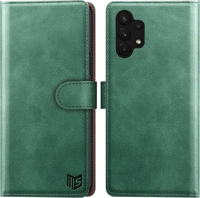SUANPOT for Samsung Galaxy A13 5G/4G case RFID Blocking Credit Card Holder, Flip Folio Book PU Leather Phone case Shockproof Cover Women Men for Samsung A13 case Sea Green