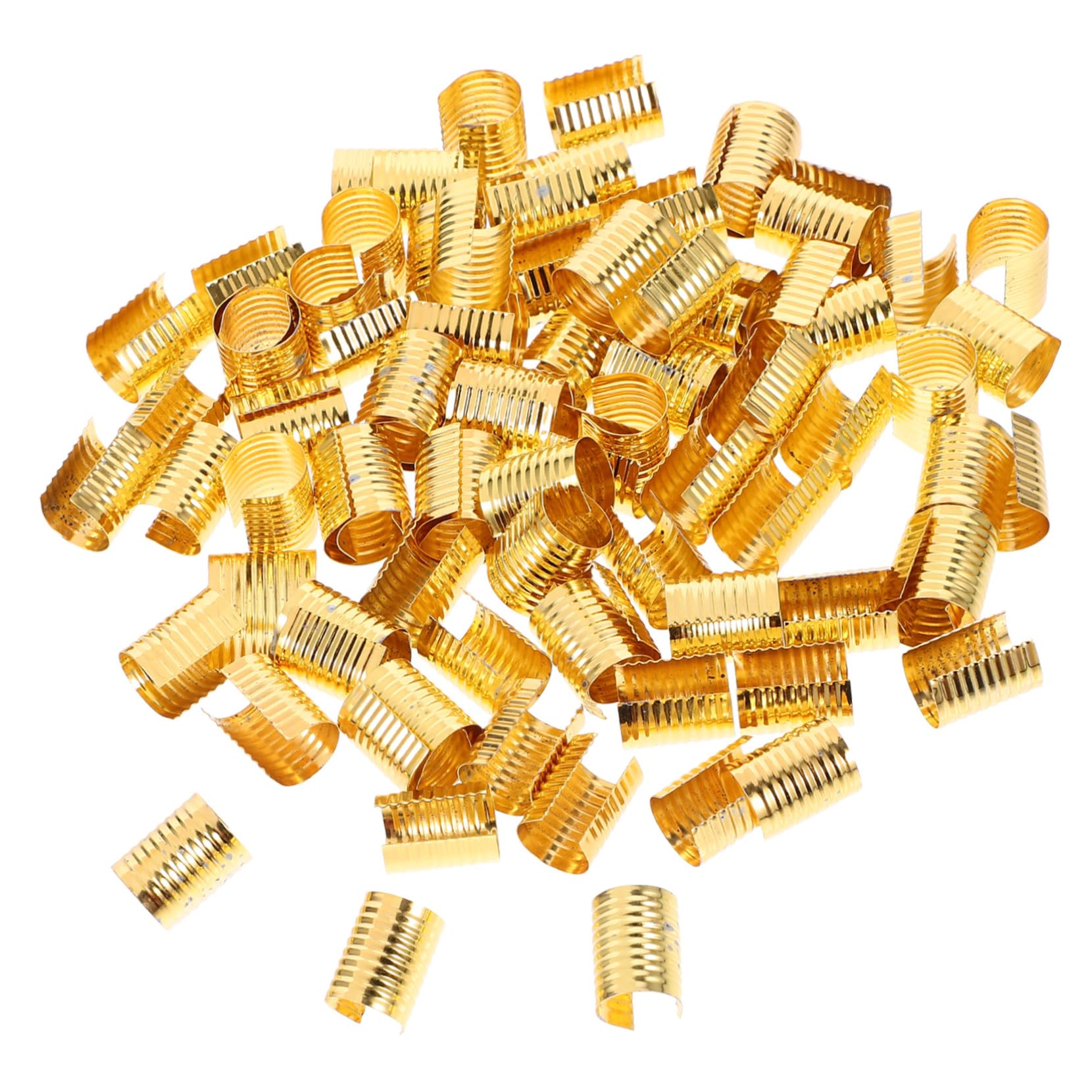 IWOWHERO 3sets Leather Rope DIY Clip Jewelry Making Crimping Cord Tubes Metal Rope Buckle Tassel Clips 100pcs*3