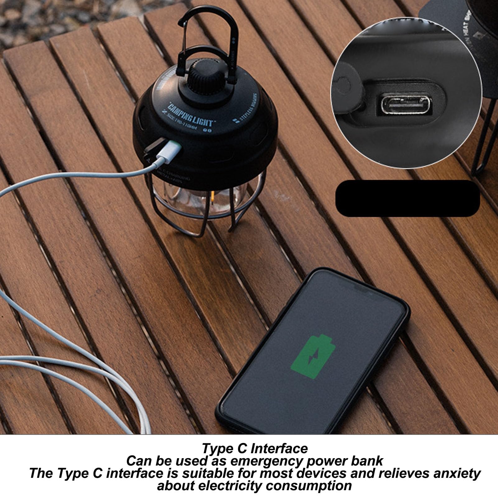 Lanterna da campeggio retrò Dimmerazione continua Ricaricabile 2000mAh Power Bank Lampada da tenda in metallo dimmerabile Lampada a sospensione portatile per patio Escursionismo