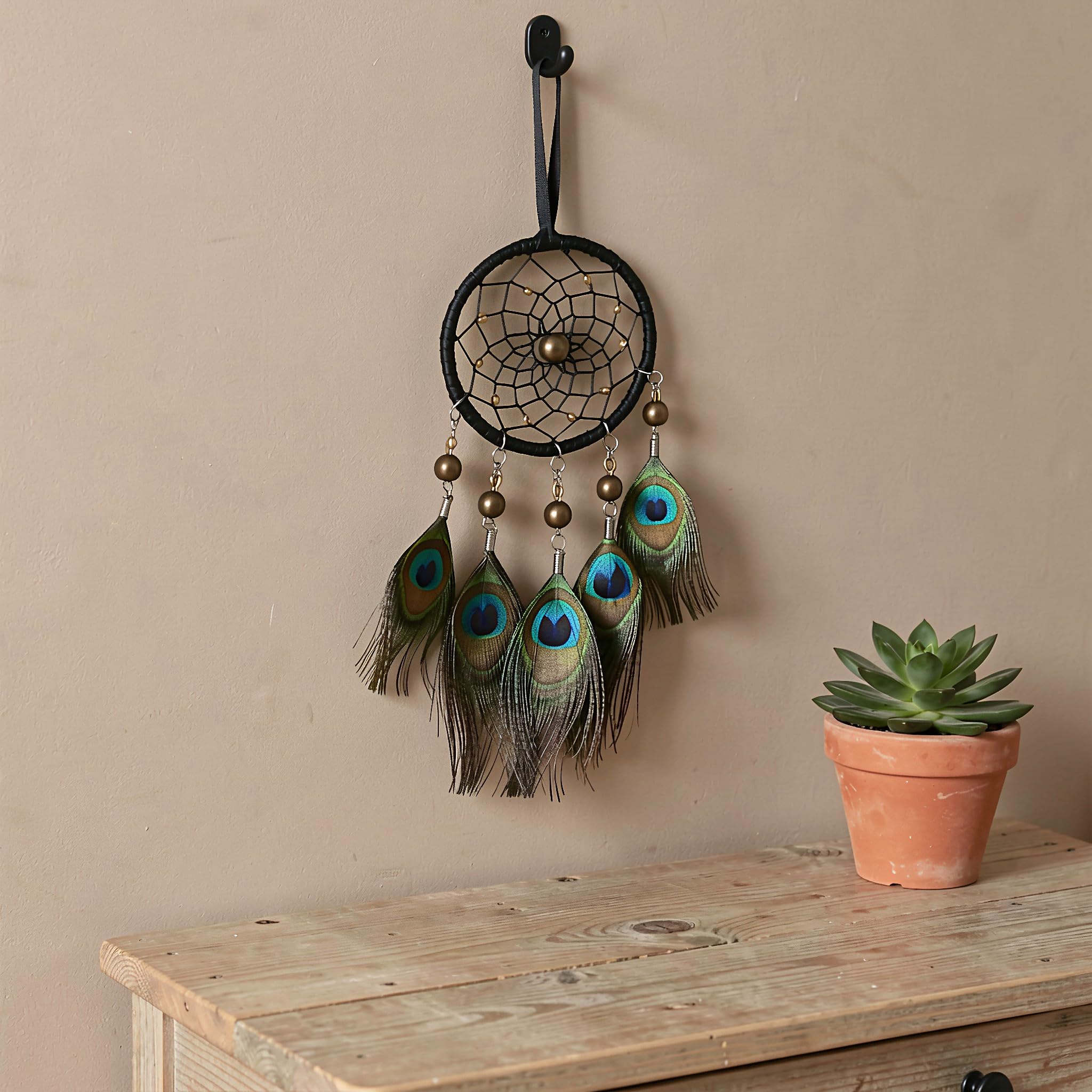 Zerodeko 3 Piezas de atrapasueños con Plumas de Pavo Real, atrapasueños de