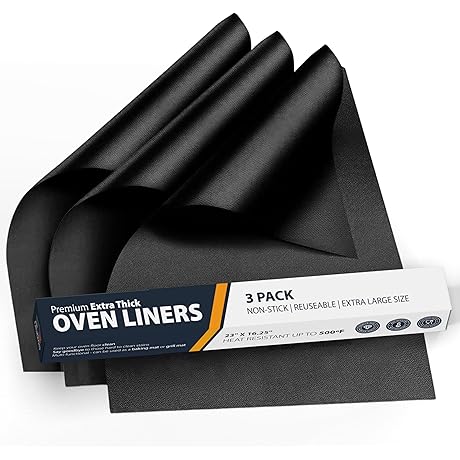 3 Pack Oven Liners for Bottom of Oven - Non Stick Reusable Heavy Duty Liner