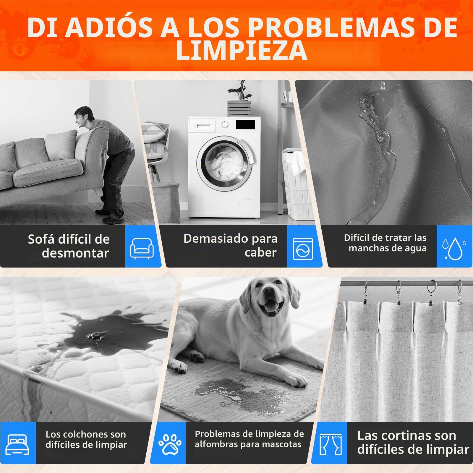 Limpiador De Tapicerías Y Alfombras Portátil 400w 13kpa - Máquina Limpiar Sofás Con Agua Y Aspiradora, Sistema De Doble Depósito Y Autolimpieza Para Colchones, Asientos De Coche Y Manchas Difíciles