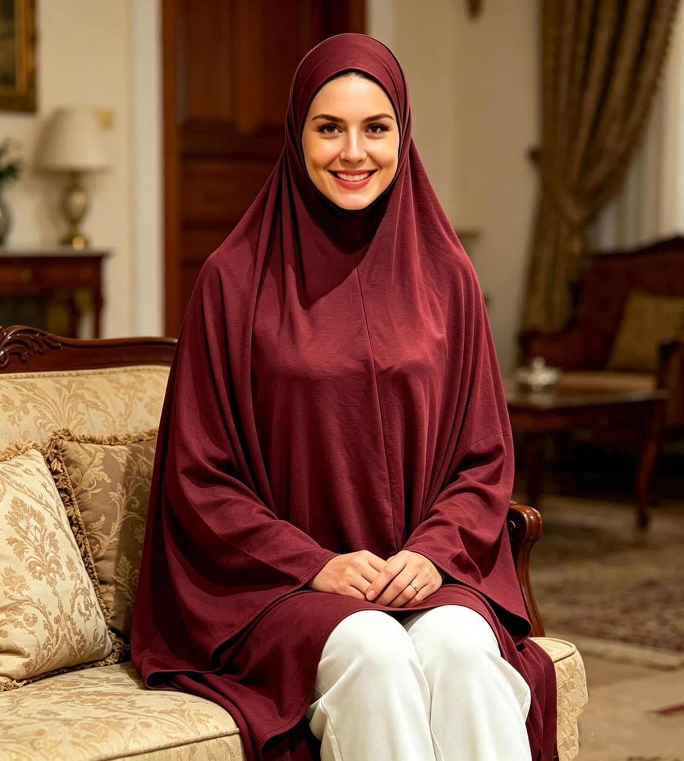 Lina & Lily Premium Jersey One Piece Instant Long Khimar Hijab for Praying