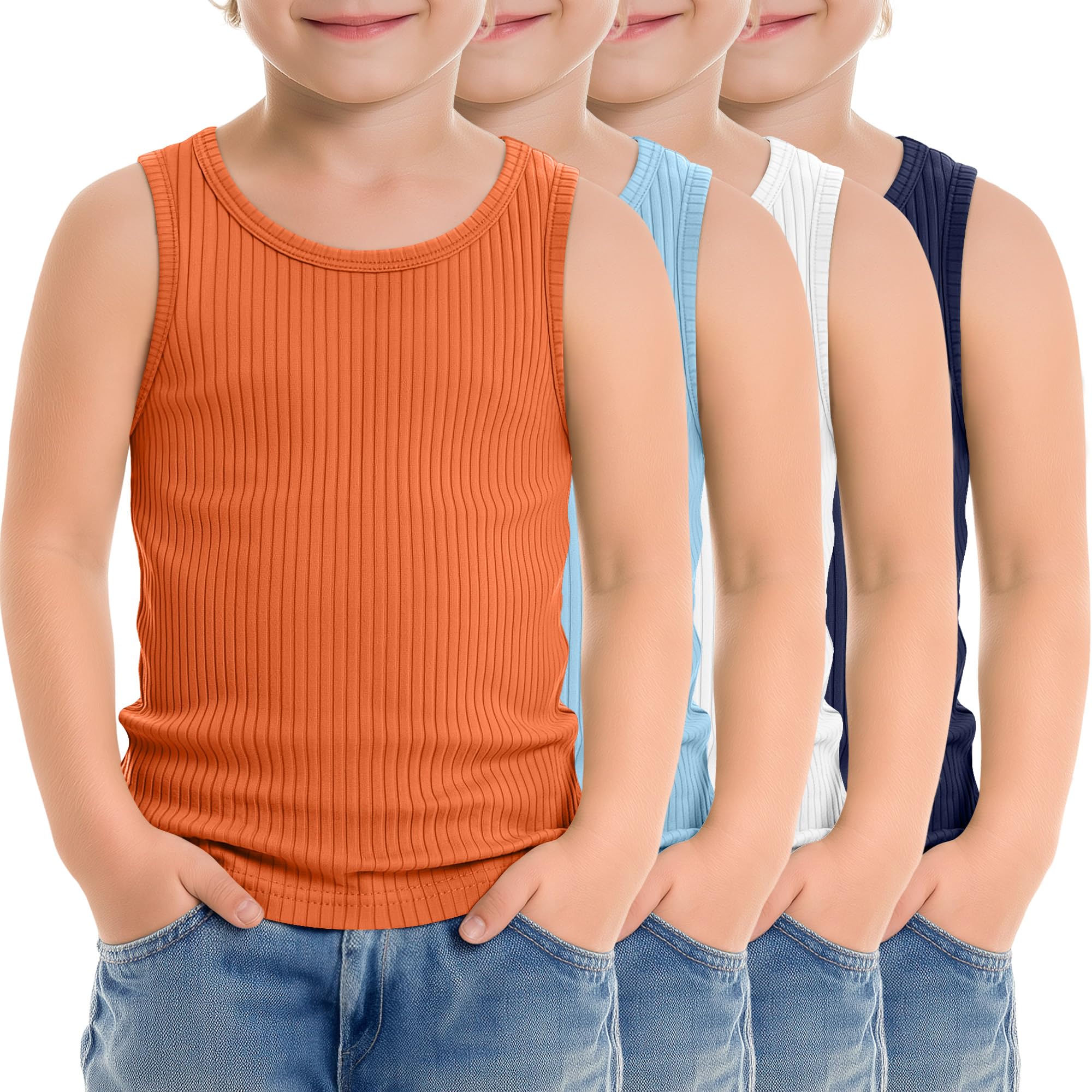 4 Pack Toddler Boys Cotton Tank Tops