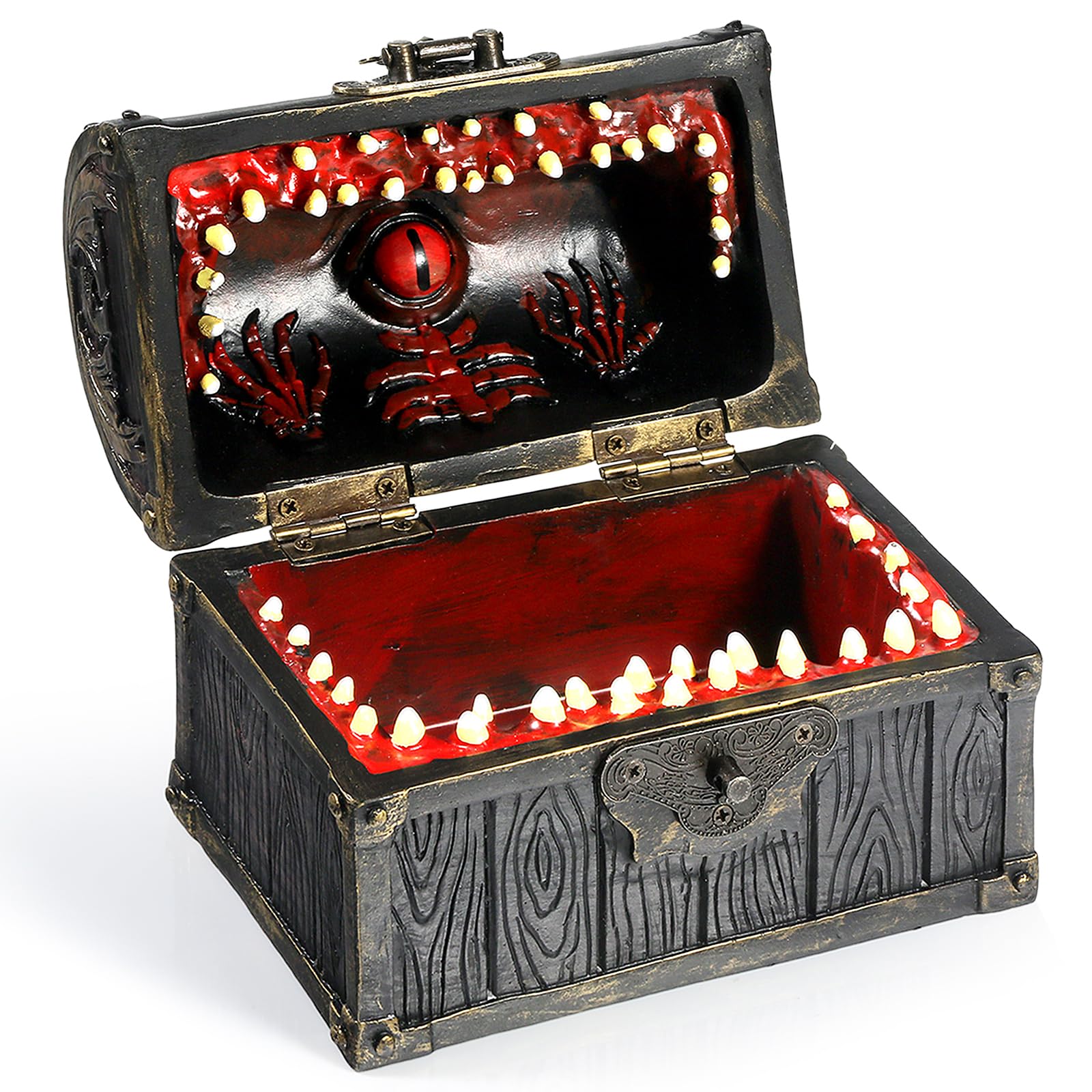 DNDND Boîte de rangement pour dés Mimic Chest pouvant contenir 6 jeux de dés polyédriques - Cadeau idéal pour les joueurs de donjons et de dragons DM Masters RPG Gaming