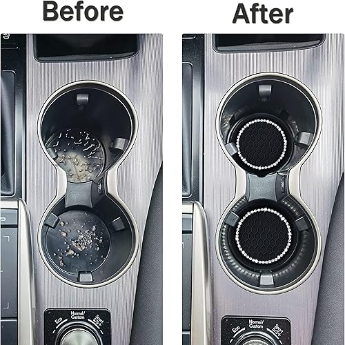 Miniatura 2 de Portavasos universal para automóvil, accesorio interior de automóvil con diamantes de imitación brillantes, color negro, paquete de 4 Negro -,