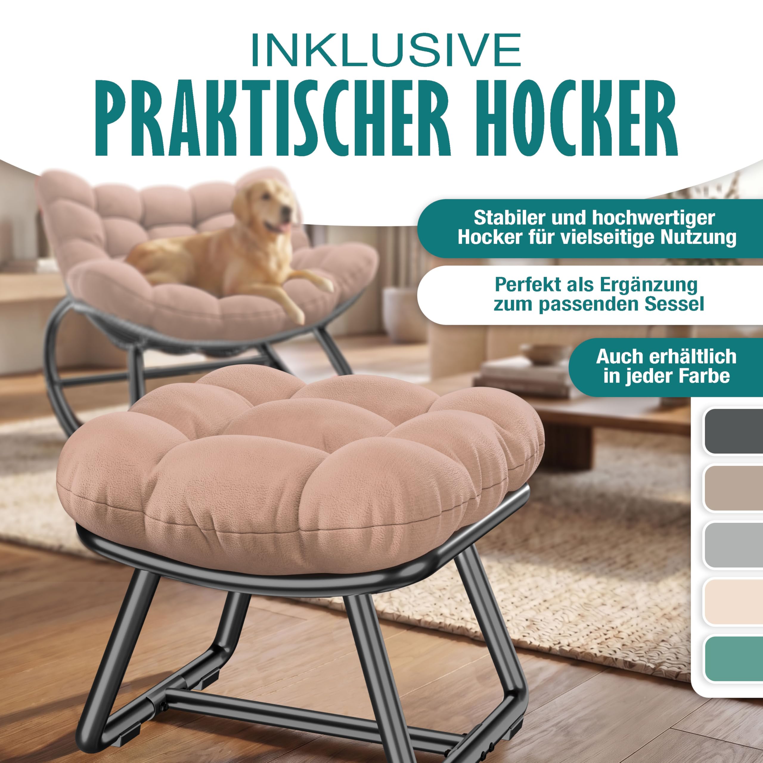 KESSER Fauteuil à Bascule pour l'intérieur et l'extérieur - Charge maximale : 120 kg - Fauteuil de Relaxation avec Pieds antidérapants - Résistant aux intempéries (Taupe, XXL Chillexer Pro)